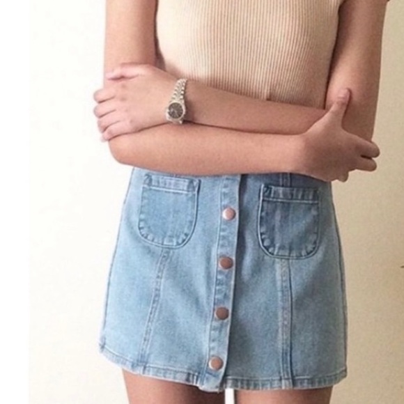Brandy Melville Dresses & Skirts - Brandy Melville Button Front Denim Mini Skirt